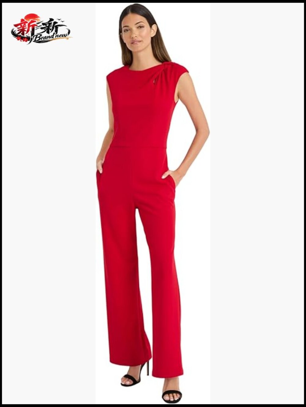 Sleeveless Wide-Leg Jumpsuit With Gathered Shoulder Detail And Fitted Waist